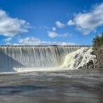 Ellsworth falls with blue sky by Steve Greenberg